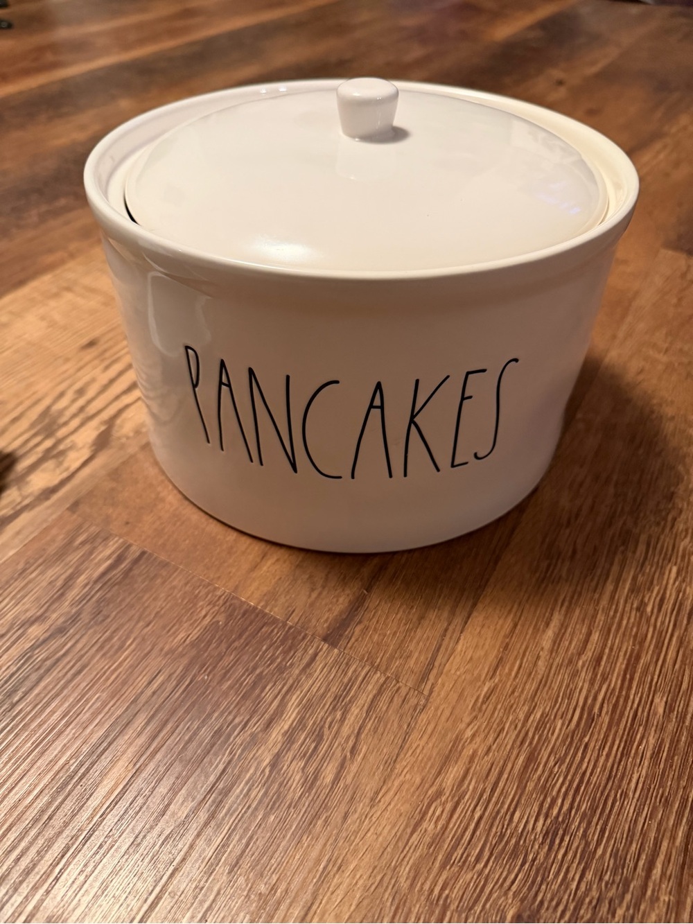 Rae Dunn White "PANCAKES" Ceramic Storage Jar with Lid